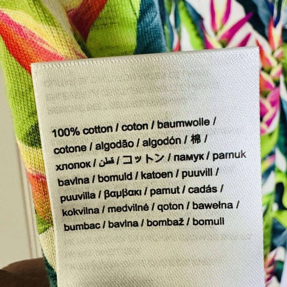 FARM Rio Heli Leaves Pearl T-Shirt Jersey Mini Dress Large Tropical casual - Picture 10 of 11